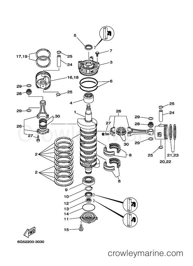 Yamaha Motors 200AETX (60H2) [180] - CRANKSHAFT & PISTON