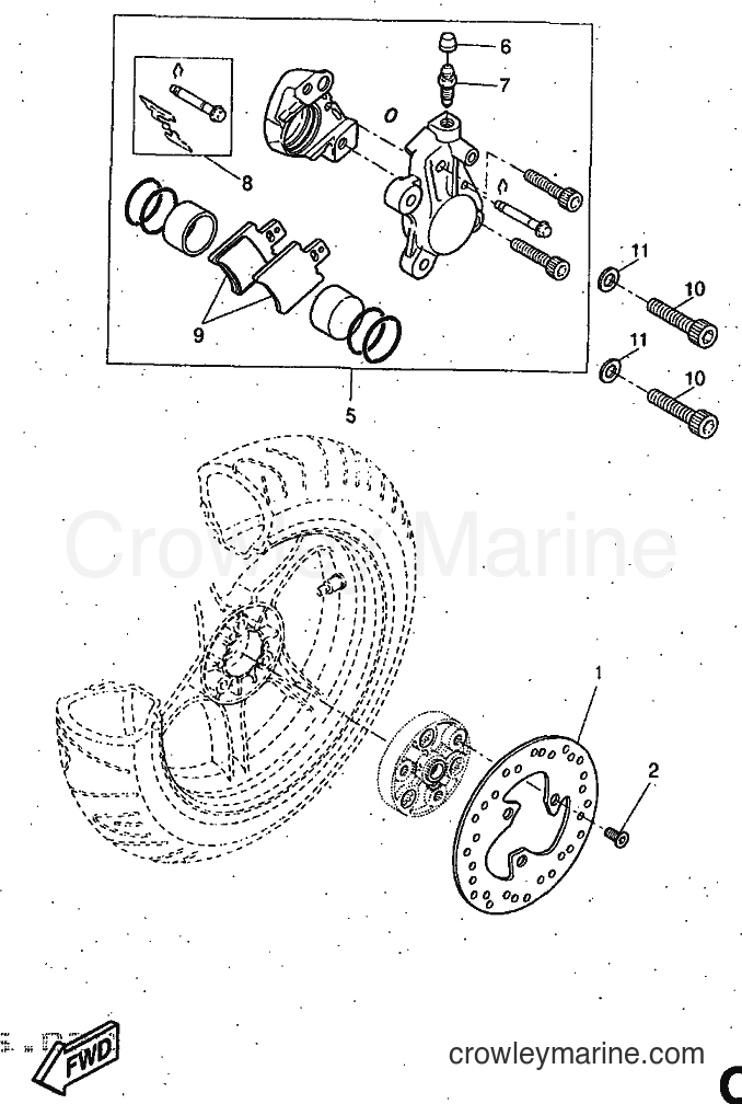 1997 Scooter YQ50 - YQ50 (5CN1) [999] - REAR BRAKE CALIPER