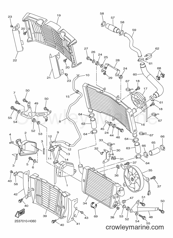 Yamaha Motors VMX17 (2CEF) [010] - RADIATOR & HOSE
