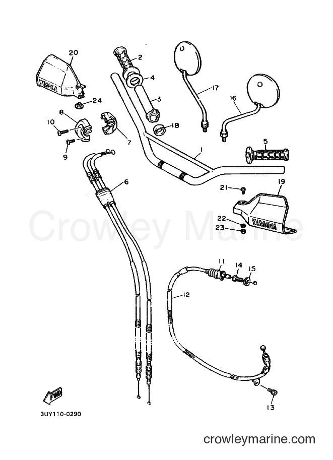 1990 Dirt Bike XT600E - XT600E (3UY3) [010] - STEERING HANDLE & CABLE