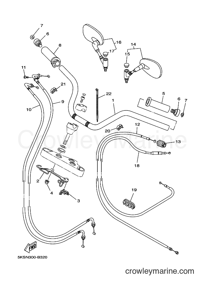 Yamaha Motors XVS1100A (5KSN) [100] - STEERING HANDLE & CABLE