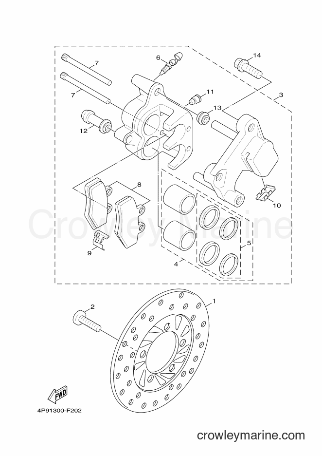 2012 Scooter XC125 - XC125 (4P9B) [010] - FRONT BRAKE CALIPER