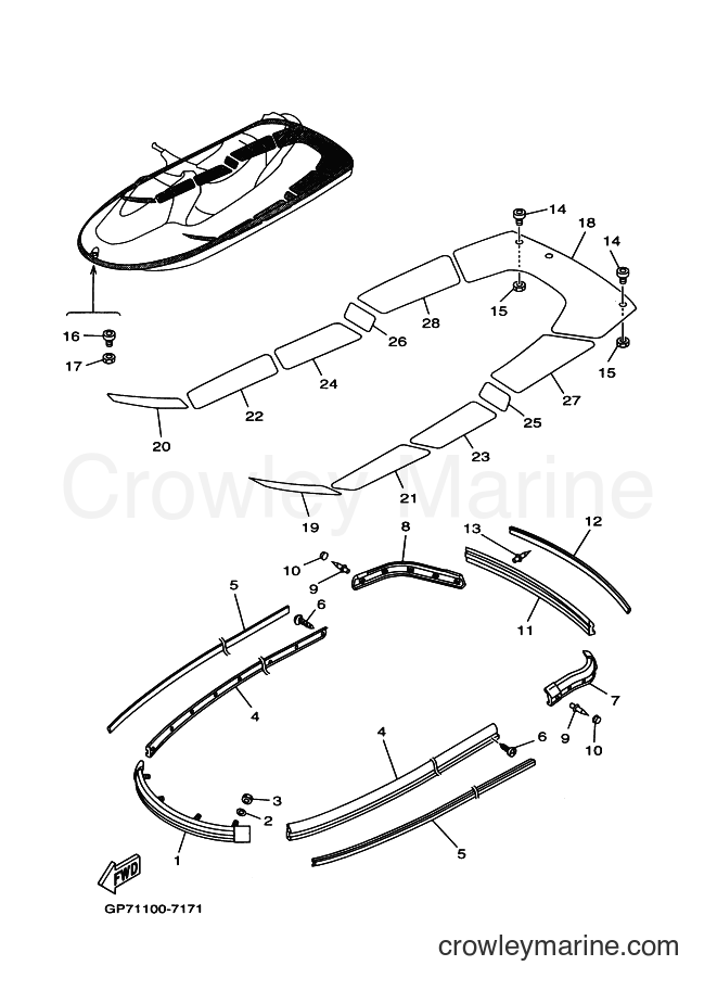 Yamaha Motors GP760Y (GP7C) [03A] - GUNWALE & MAT