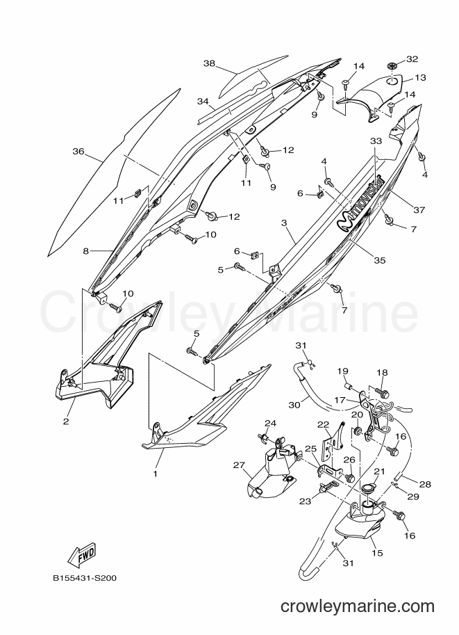Yamaha Motors T150 (2NDF) [010] - SIDE COVER