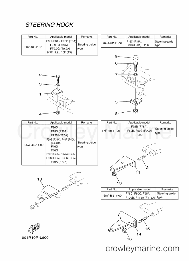 Yamaha Motors RIGGING REMOCON-2012 (601R) [010] - STEERING HOOK 2