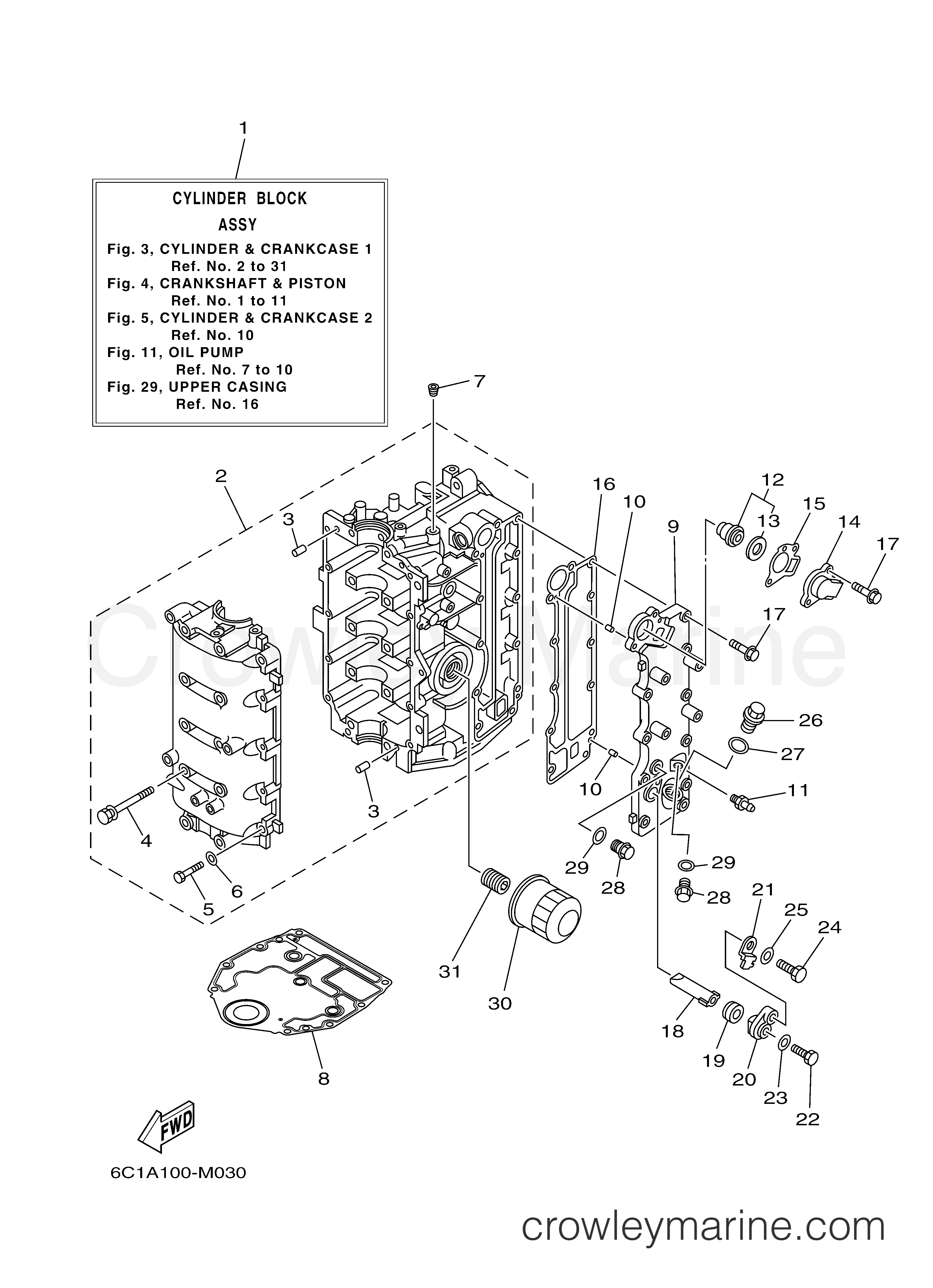 Yamaha Motors F60LB - CYLINDER CRANKCASE 1