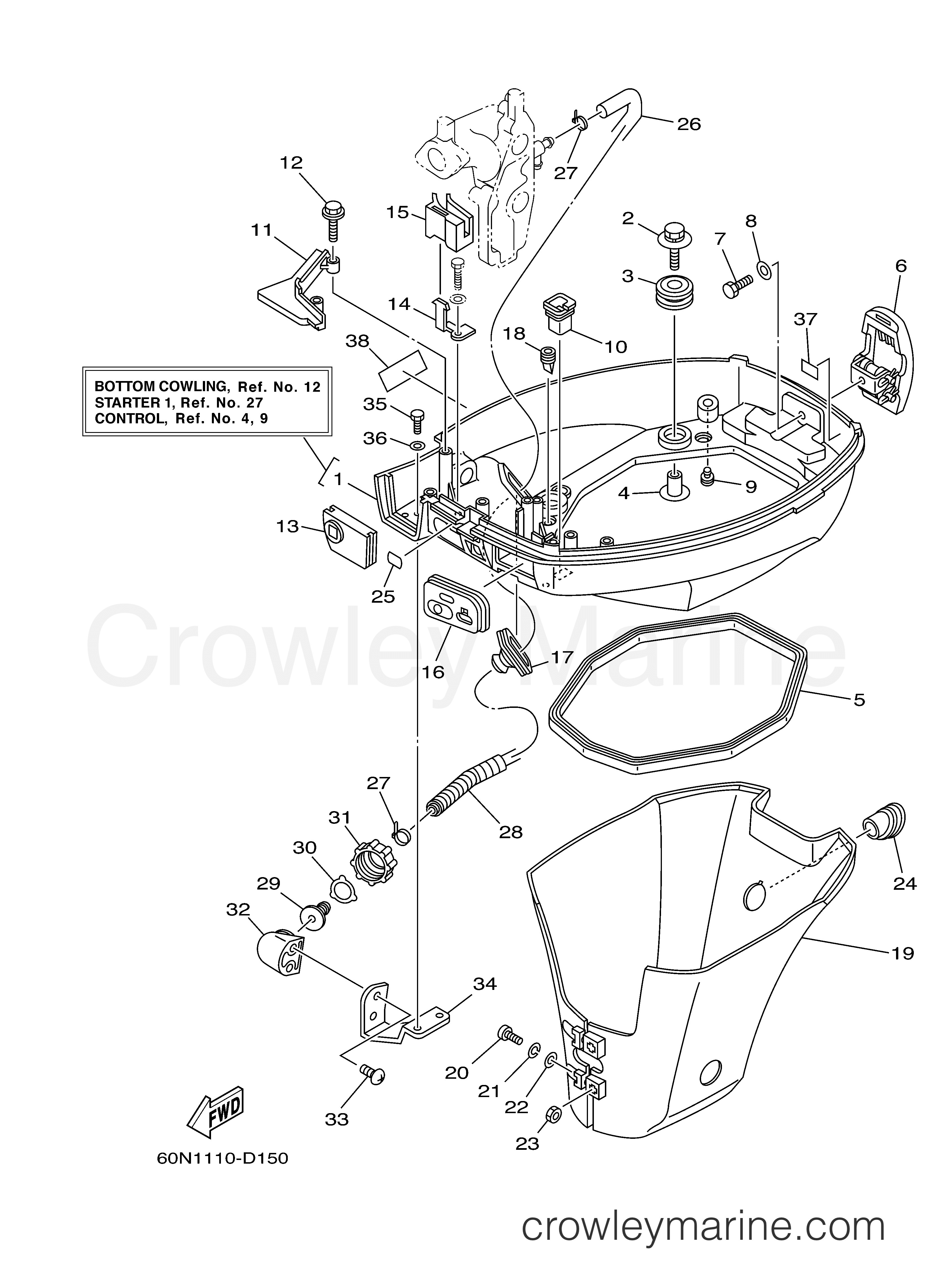 Yamaha Motors F8MLH - BOTTOM COWLING