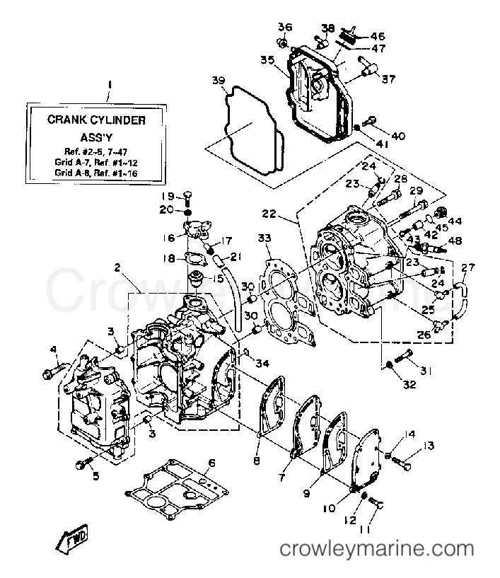 Yamaha Motors F9.9MSHQ - CYLINDER CRANKCASE