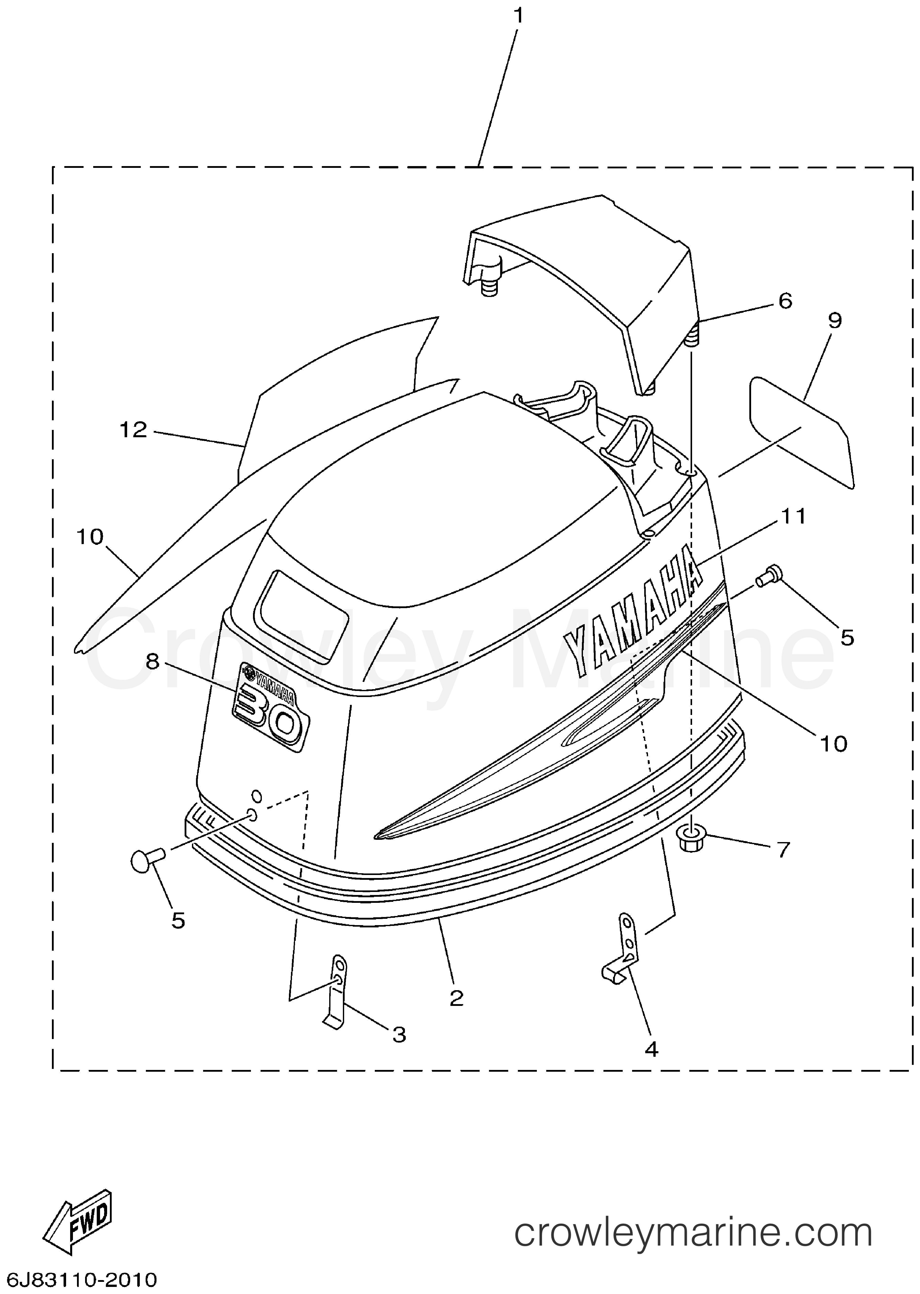 Yamaha Motors 30MSHA - TOP COWLING