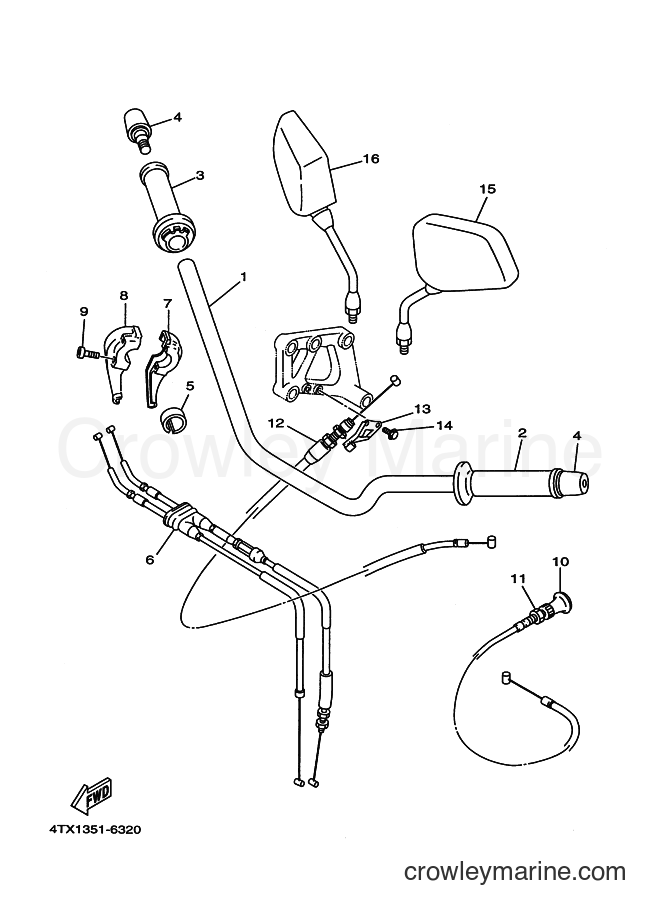 1997 Street Bike TDM850 - TDM850 (4TX2) [130] - STEERING HANDLE & CABLE