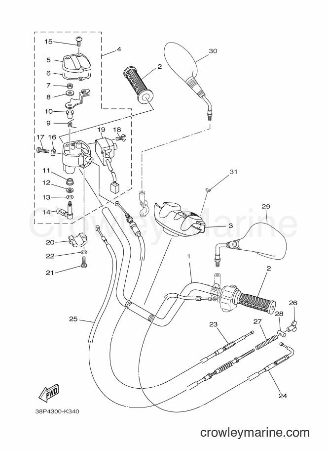 2014 ATV YFM350FWA - YFM350FWA (1SG2) [030] - STEERING HANDLE & CABLE