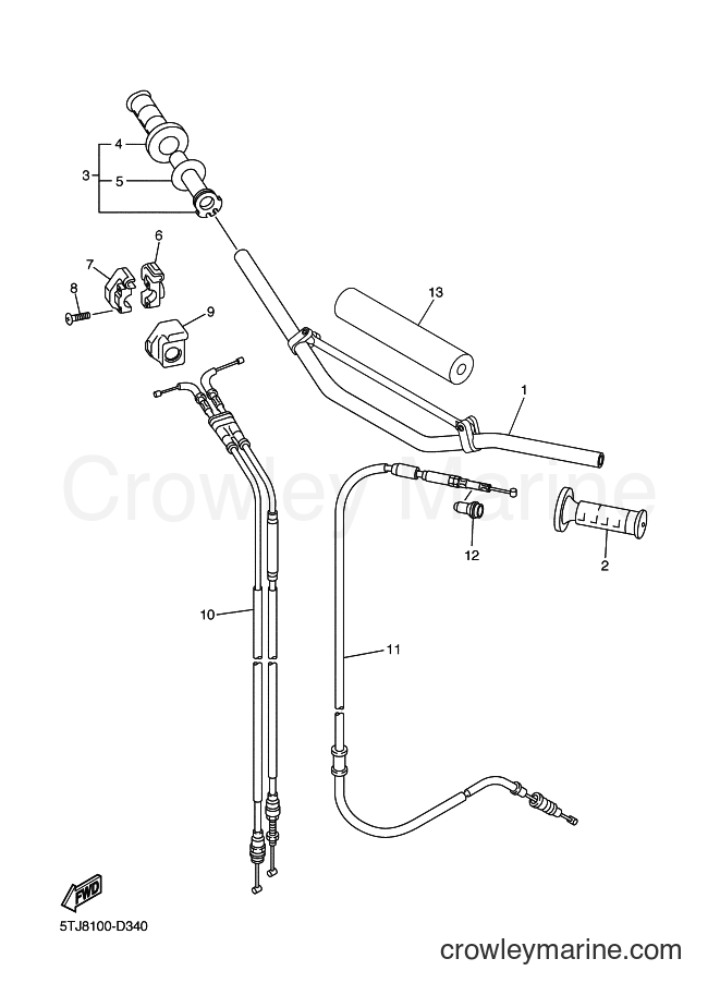 2005 Dirt Bike WR250F - WR250F (5UM9) [010] - STEERING HANDLE & CABLE