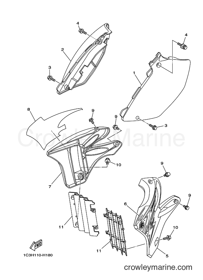 2009 Dirt Bike YZ125 - YZ125 (1C3J) [010] - SIDE COVER