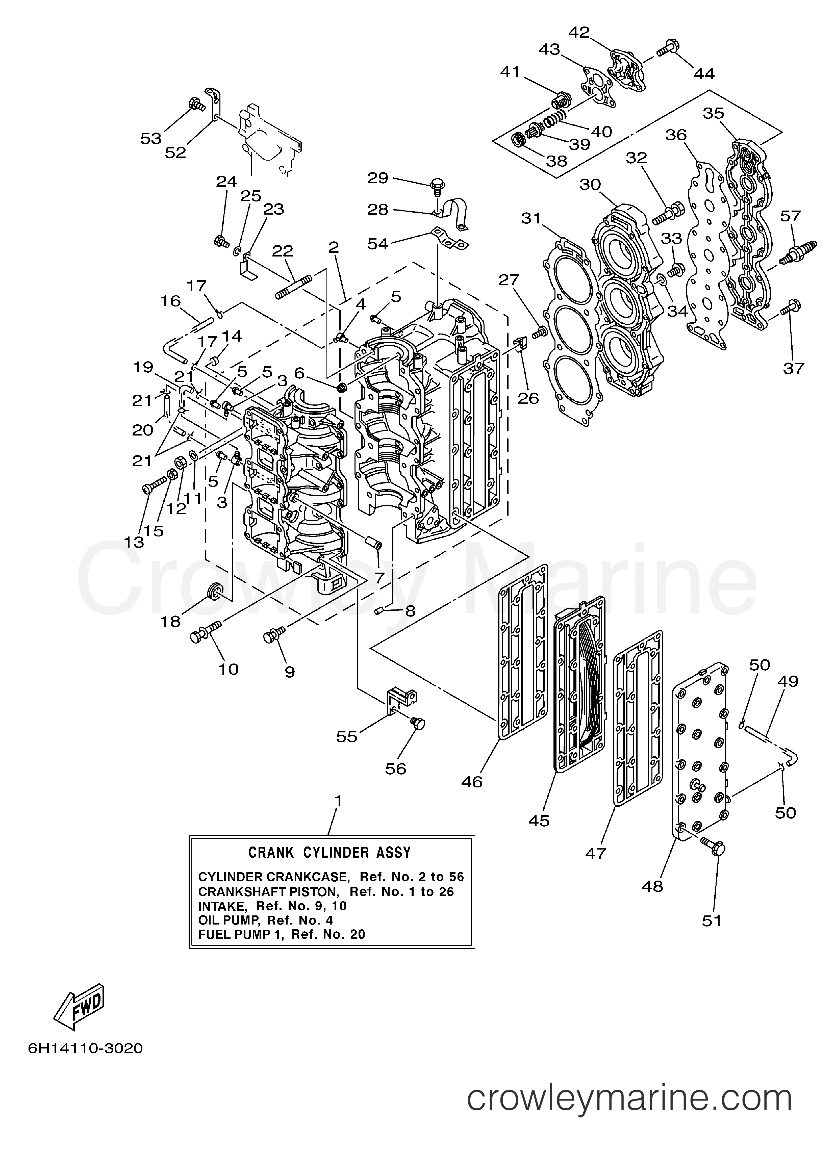 Yamaha Motors 90TLRD - CYLINDER CRANKCASE