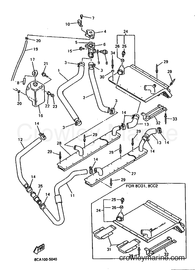 1995 Snowmobile VX600E - VX600E (8CF2) [020] - RADIATOR & HOSE