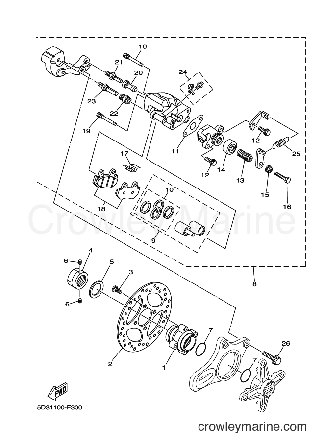 2007 ATV YFZ450 - YFZ450 (5D39) [010] - REAR BRAKE CALIPER