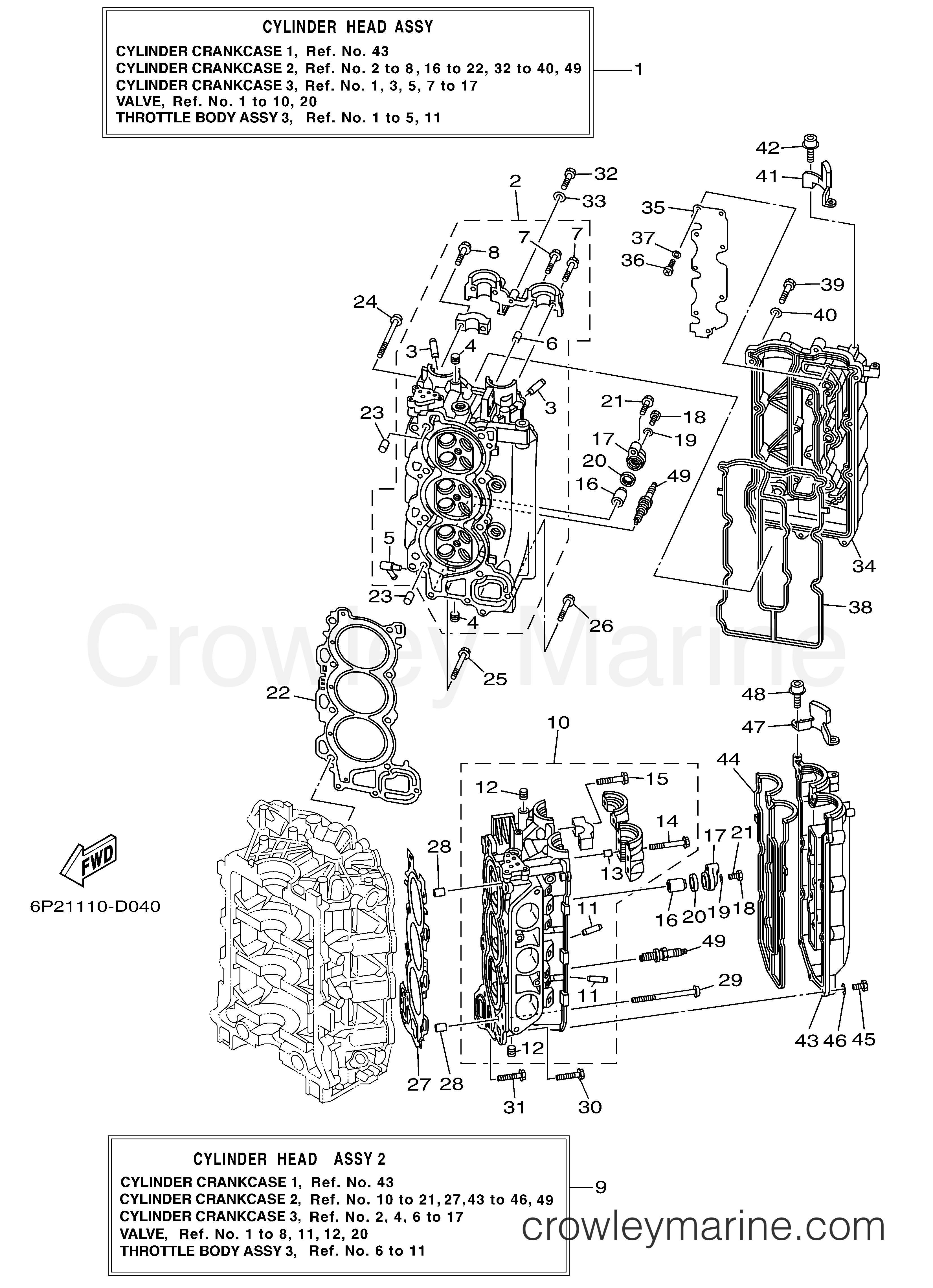 Yamaha Motors LF250TURD - CYLINDER CRANKCASE 2