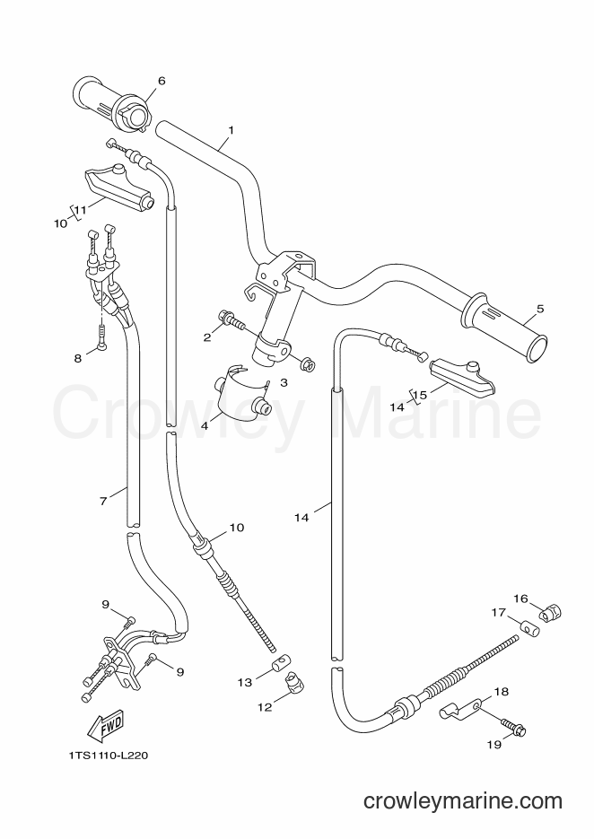 Yamaha Motors XC50 (1TS2) [010] - STEERING HANDLE & CABLE