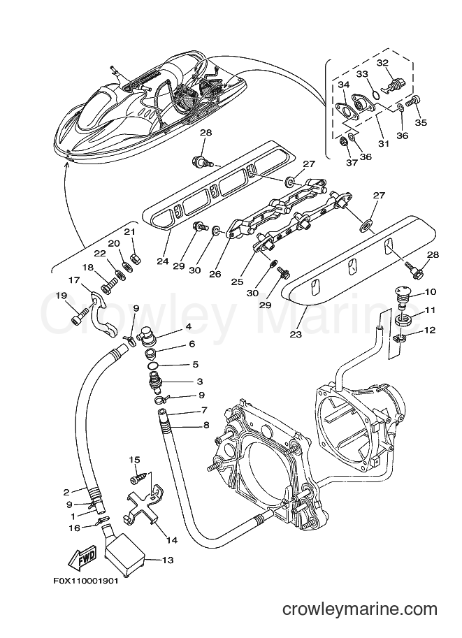 Yamaha Motors JET FOR GP1200 (67X1) [03A] - HULL & DECK