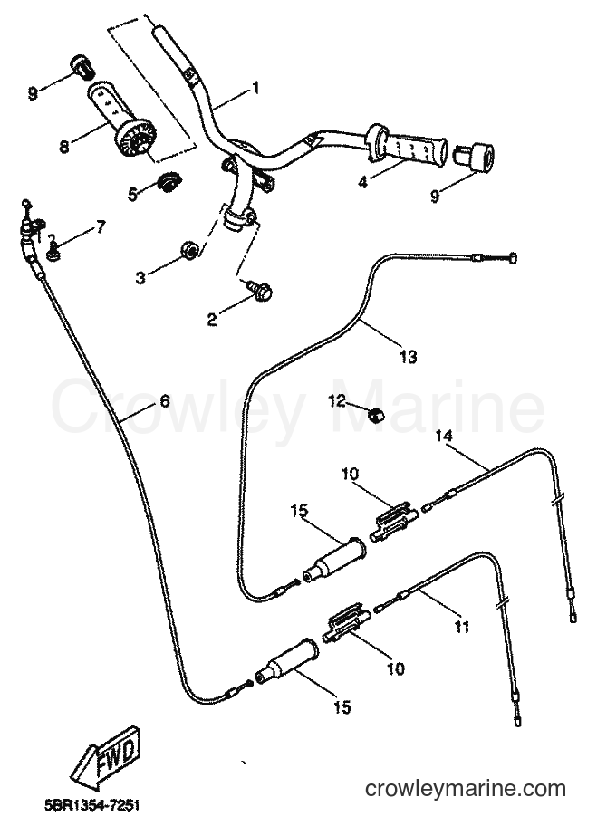 2001 Scooter YQ50 - YQ50 (5KL4) [010] - STEERING HANDLE & CABLE