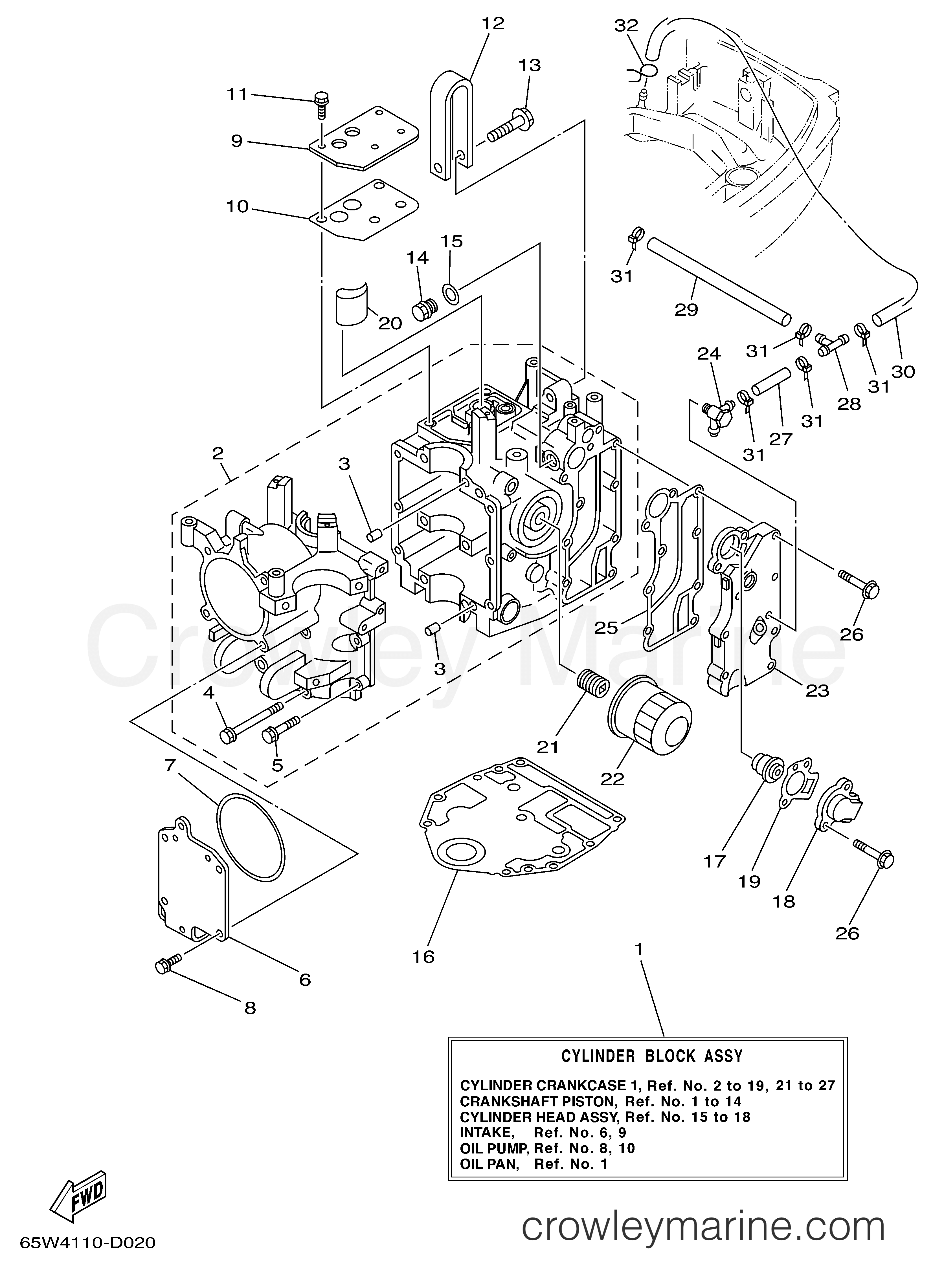 Yamaha Motors F25MLHD - CYLINDER CRANKCASE 1