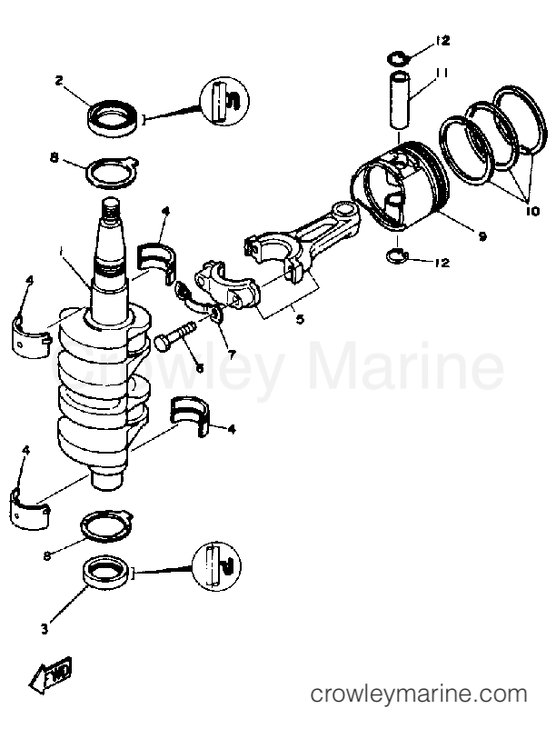 Yamaha Motors FT9.9XJ - CRANK PISTON