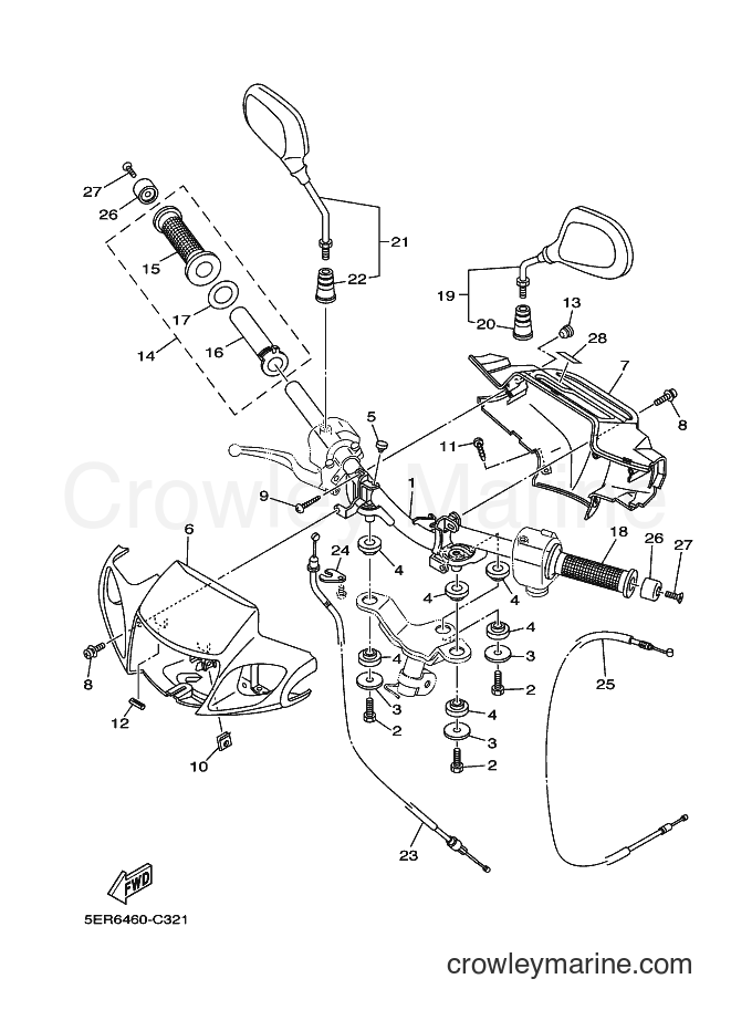 2005 Scooter T105SE - T105SE (5ERA) [010] - STEERING HANDLE & CABLE