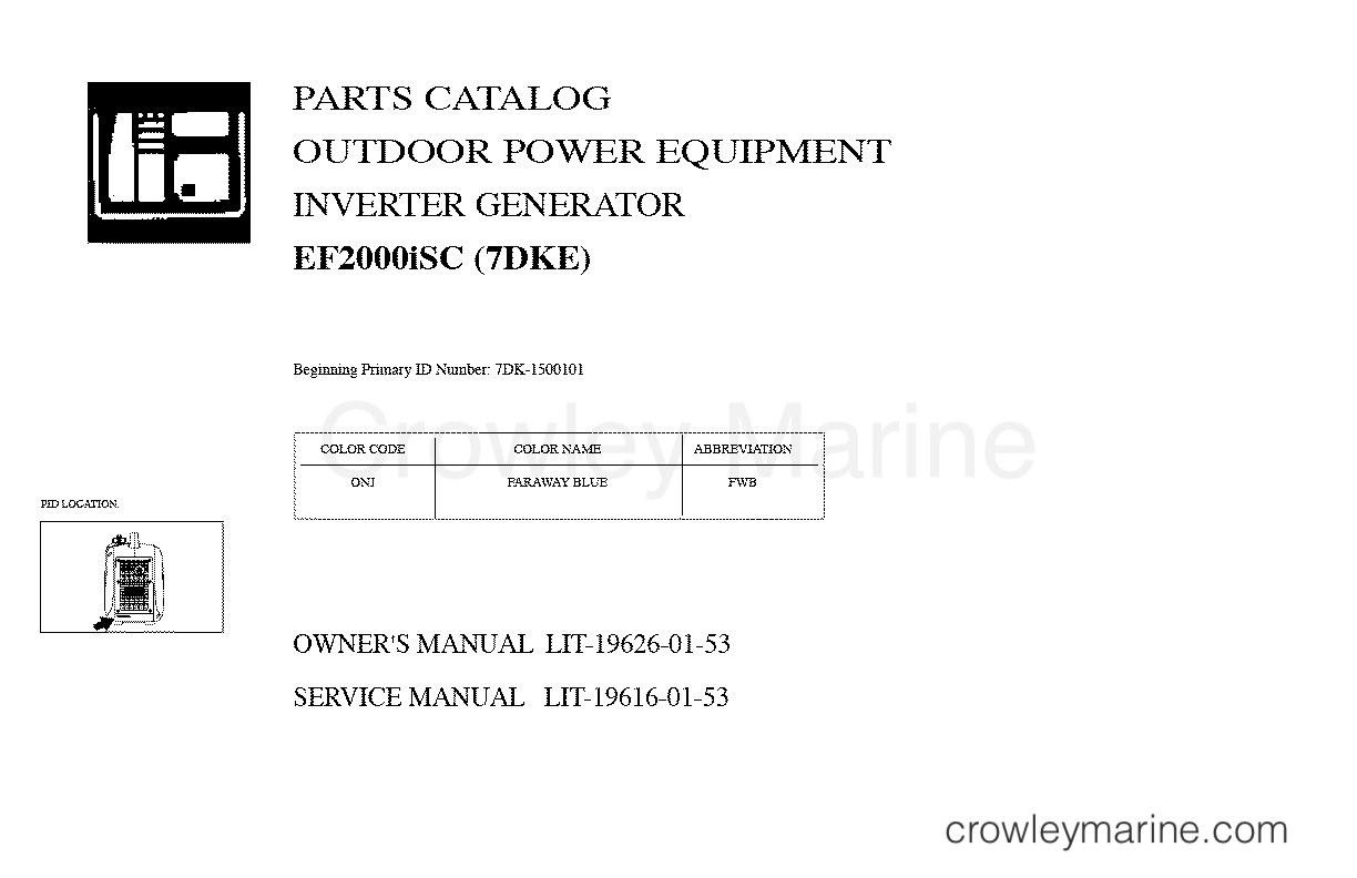 2010 Generator 2000 - EF2000ISC  (EF2000ISC) - 1 TITLE PAGE