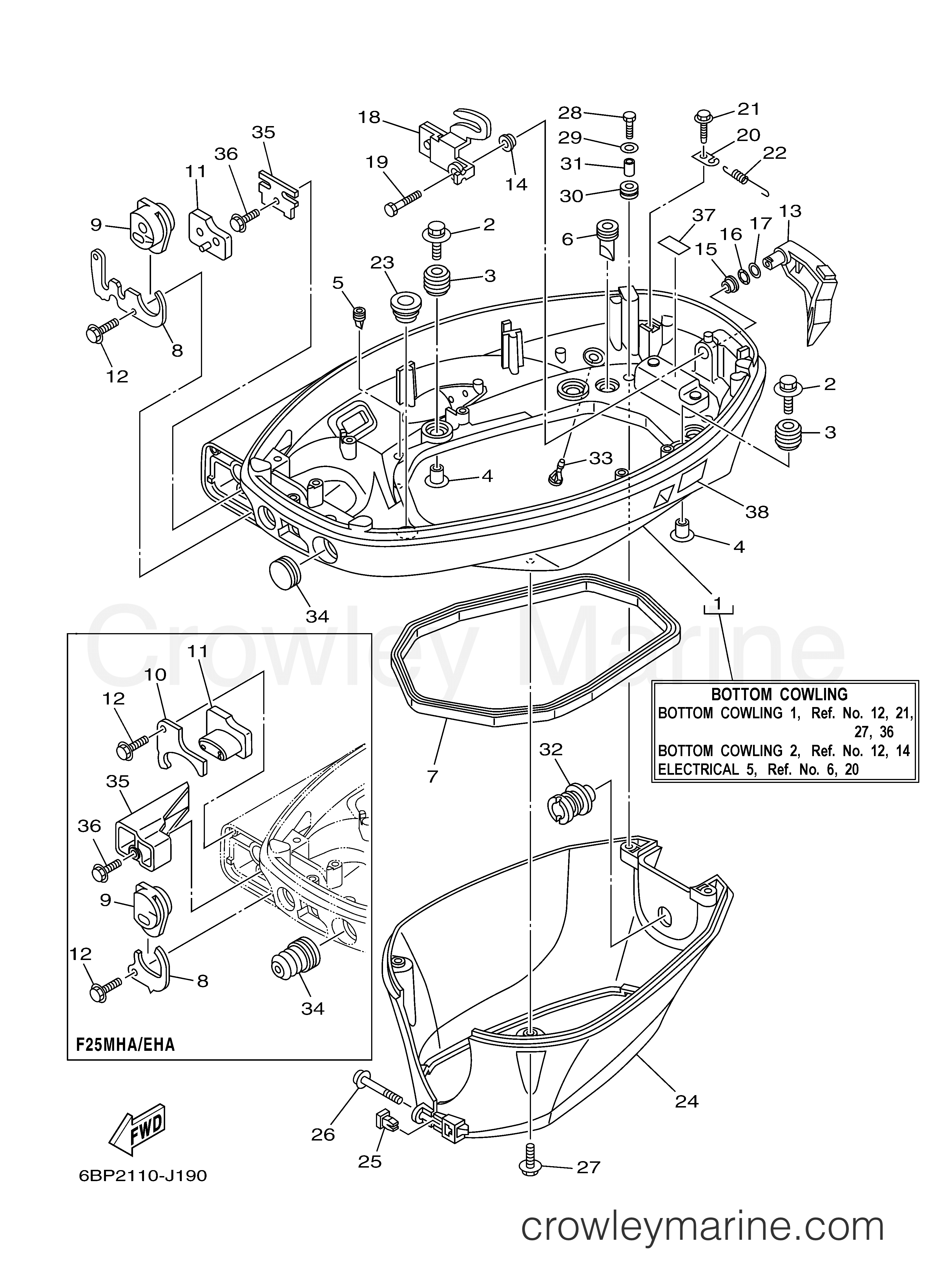 Yamaha Motors F25LEA - BOTTOM COWLING 1