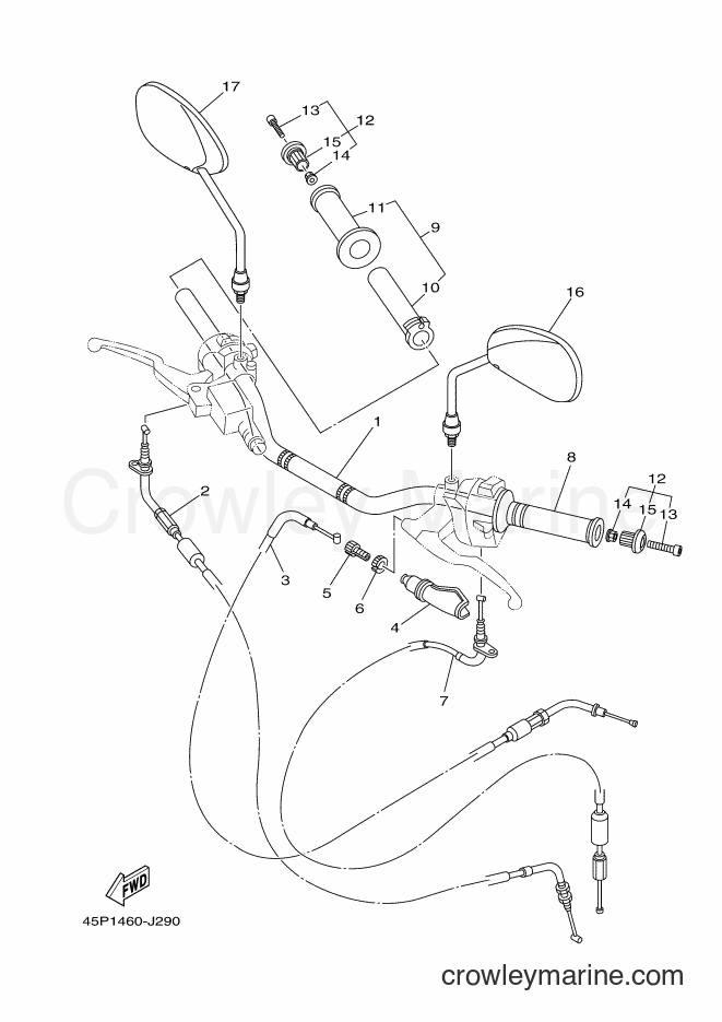 2010 Street Bike FZ16 - FZ16 (45P1) [010] - STEERING HANDLE & CABLE