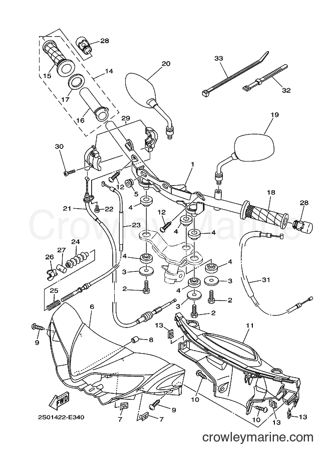 2006 Scooter T110SE - T110SE (2S01) [010] - STEERING CABLE FOR DRUM BRAKE