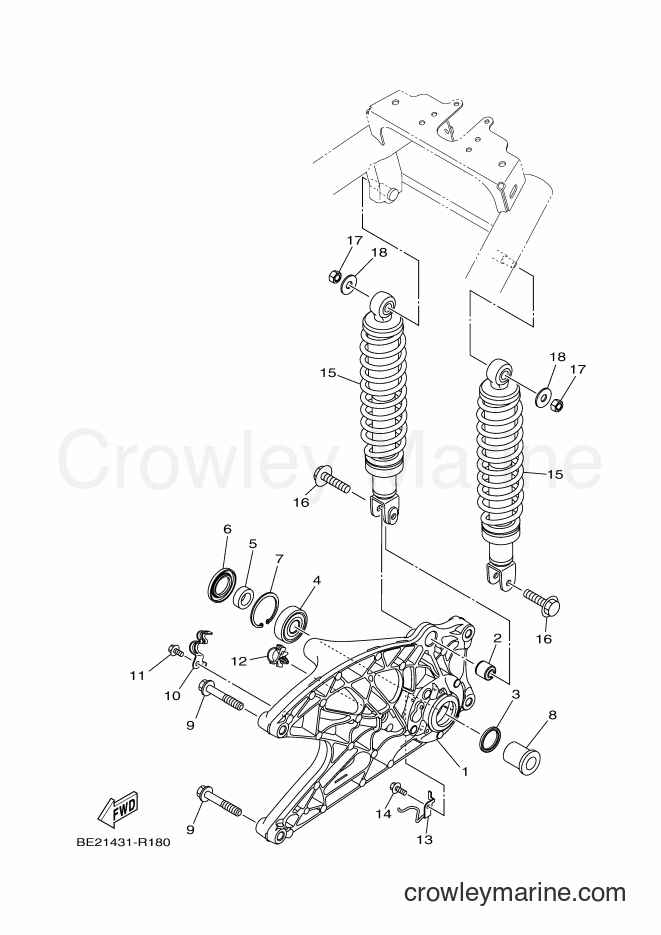 2016 Maxi-Scooter MWS150-C - MWS150-C (BE21) [010] - REAR ARM & SUSPENSION