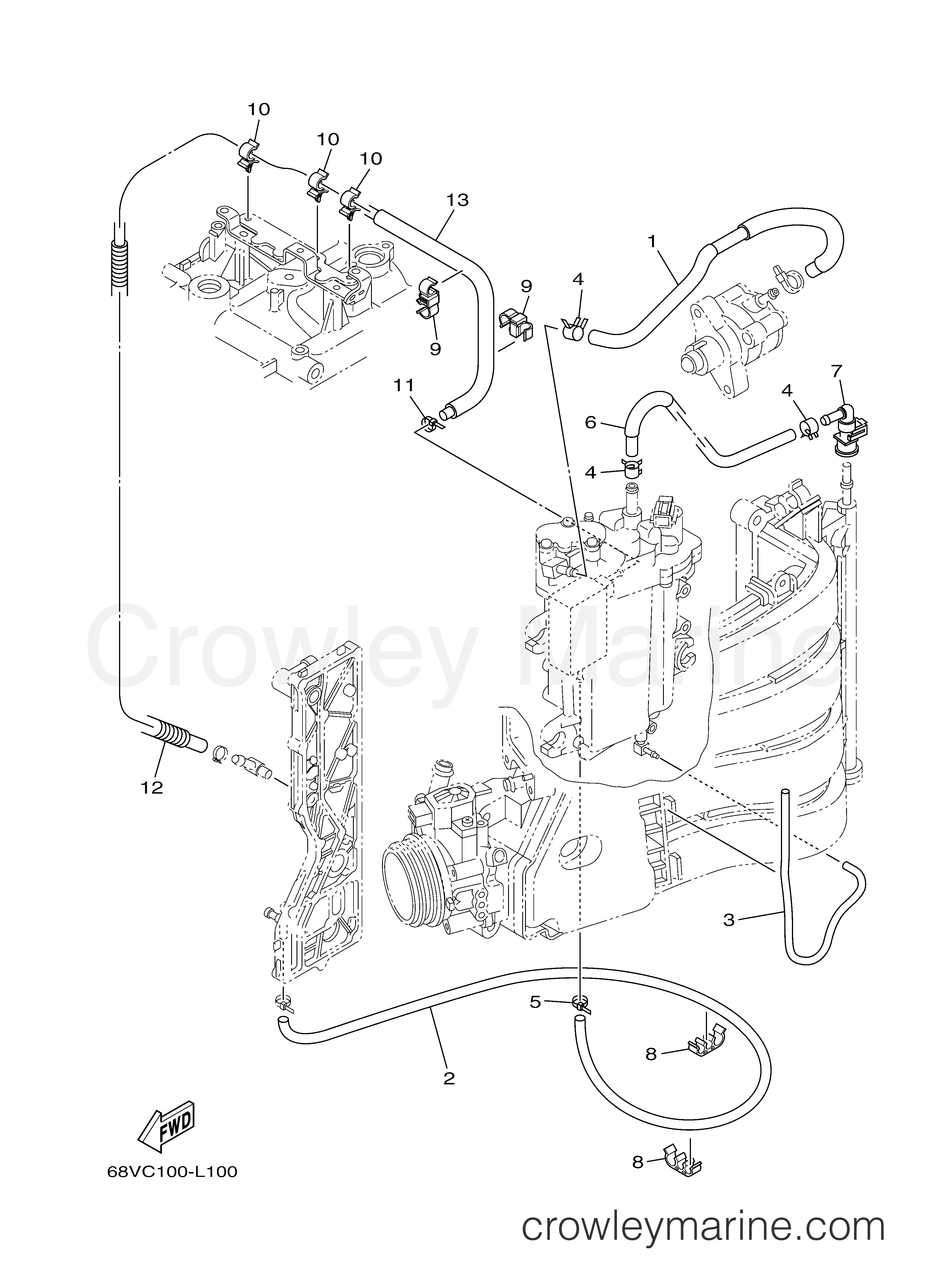 FUEL INJECTION PUMP 2 2012 Yamaha Outboard 115hp F115XA Crowley Marine