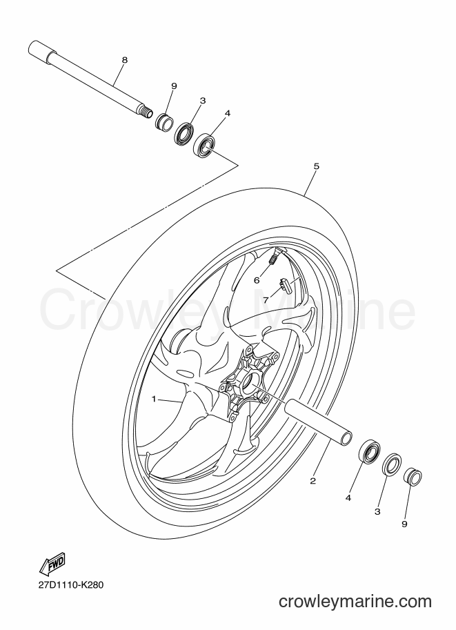 Yamaha Motors XVS1300CU (1GPF) [010] - FRONT WHEEL