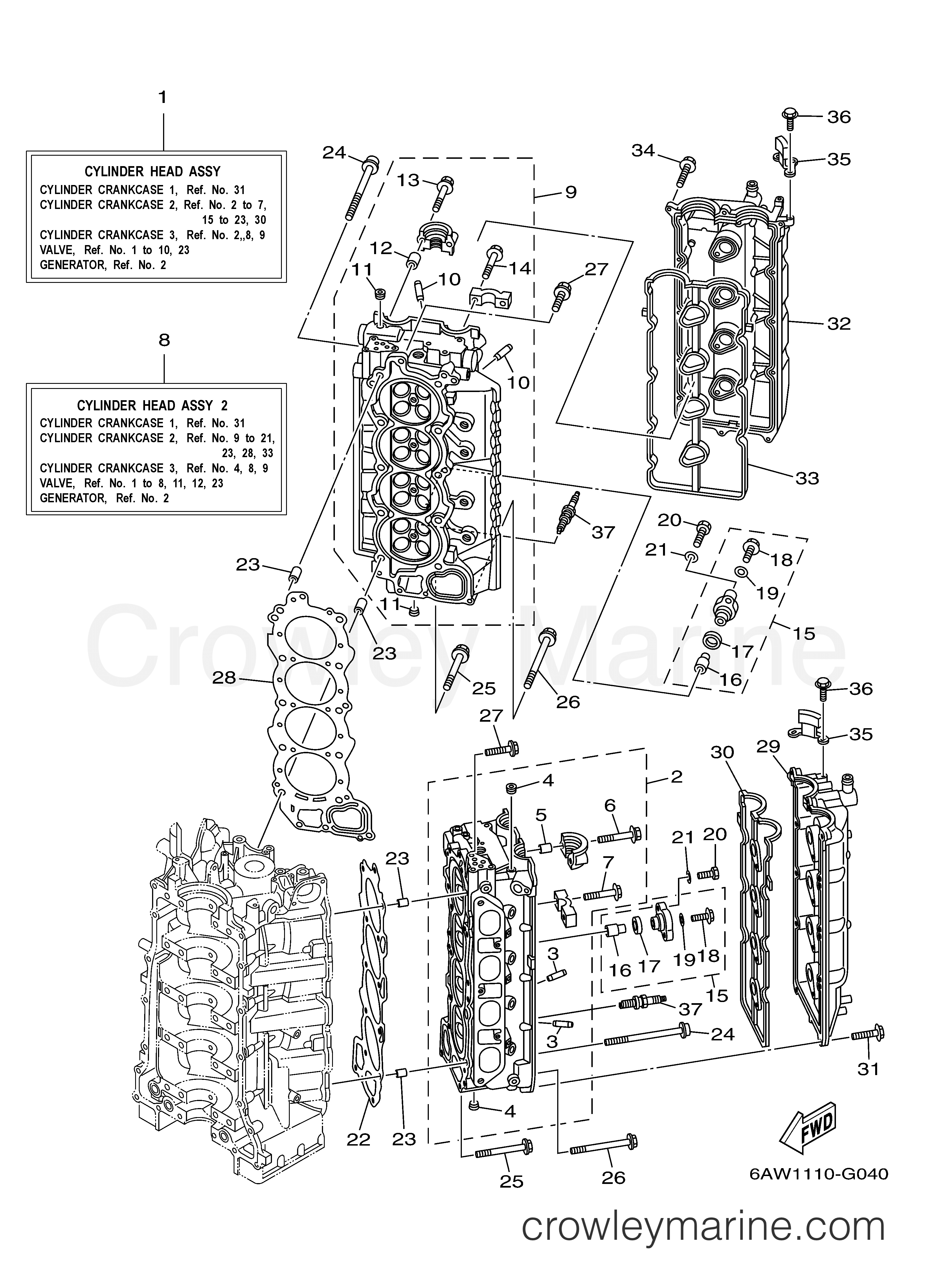 Yamaha Motors F350TUR - CYLINDER CRANKCASE 2