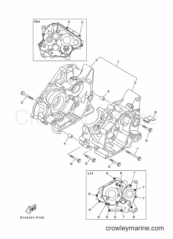 Yamaha Motors T150 (B156) [010] - CRANKCASE