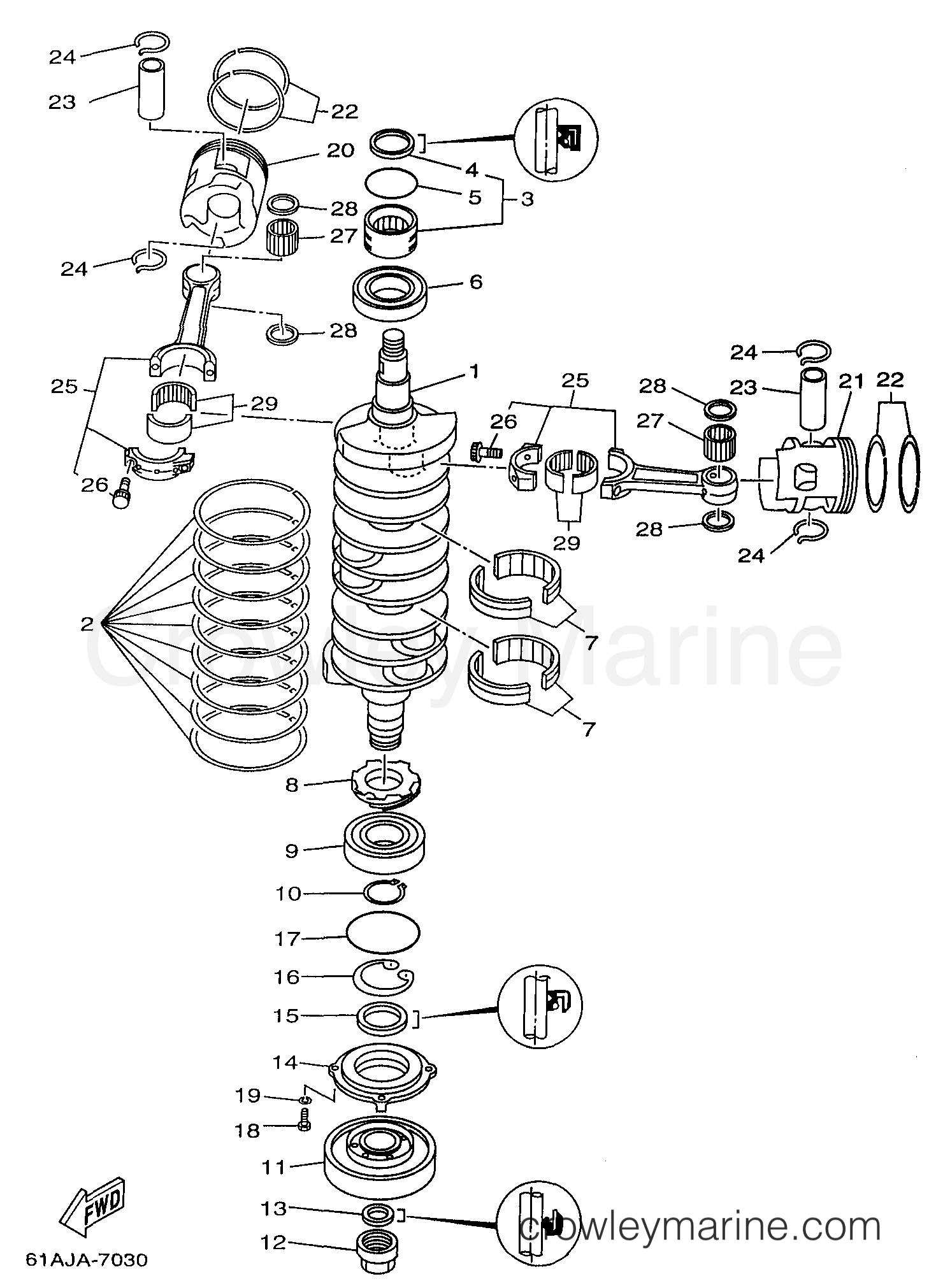 Yamaha Motors S225TURX - CRANKSHAFT PISTON