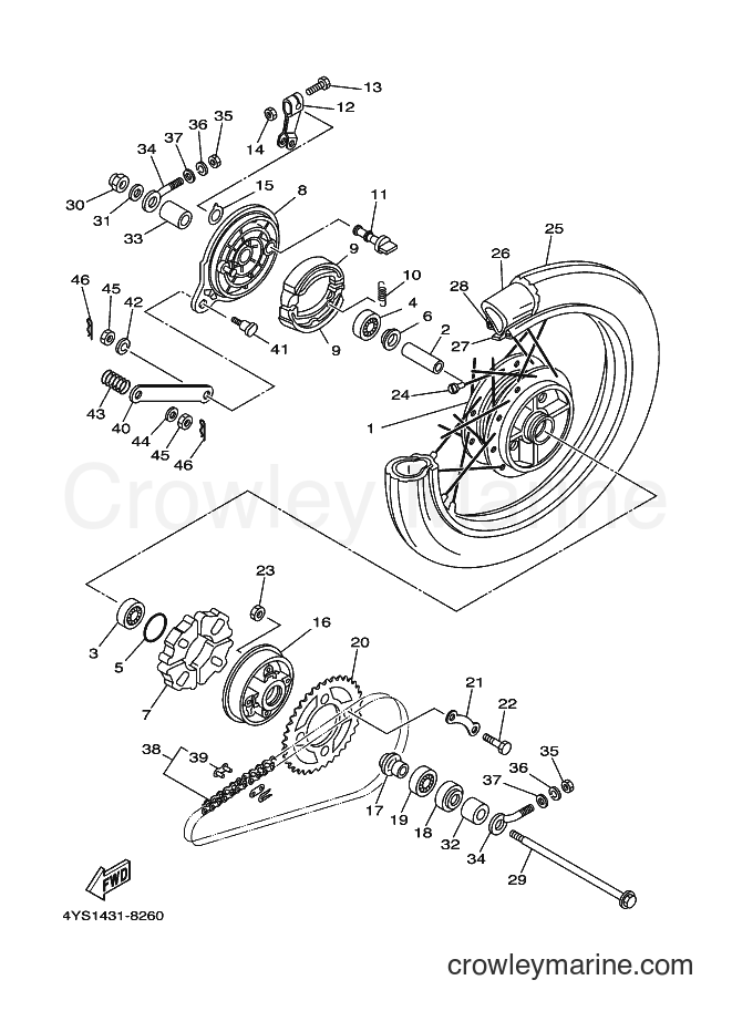 1998 Scooter T105E - T105E (4YS1) [010] - REAR WHEEL
