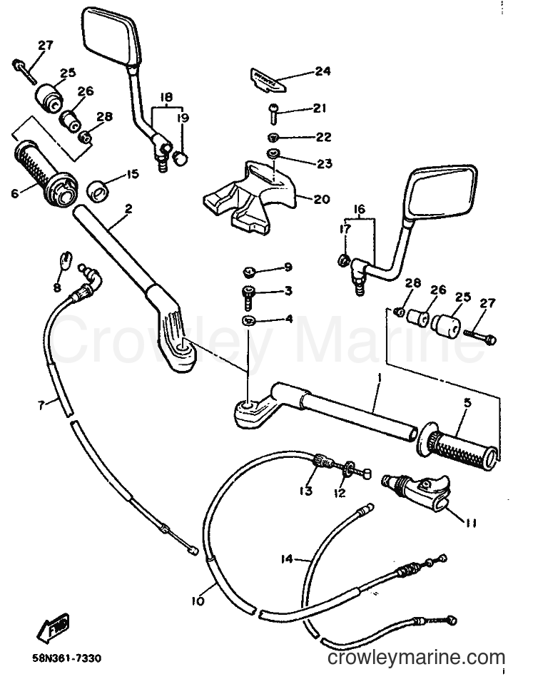 1987 Street Bike XJ900F - XJ900F (2HL) [999] - STEERING HANDLE & CABLE
