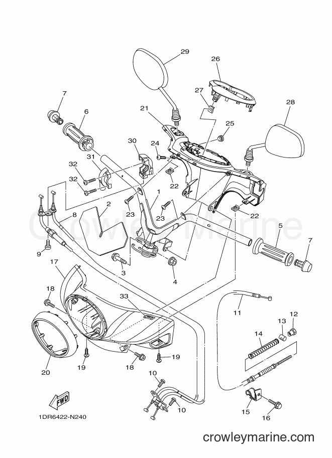 Yamaha Motors XC115S (1DR6) [010] - STEERING HANDLE & CABLE