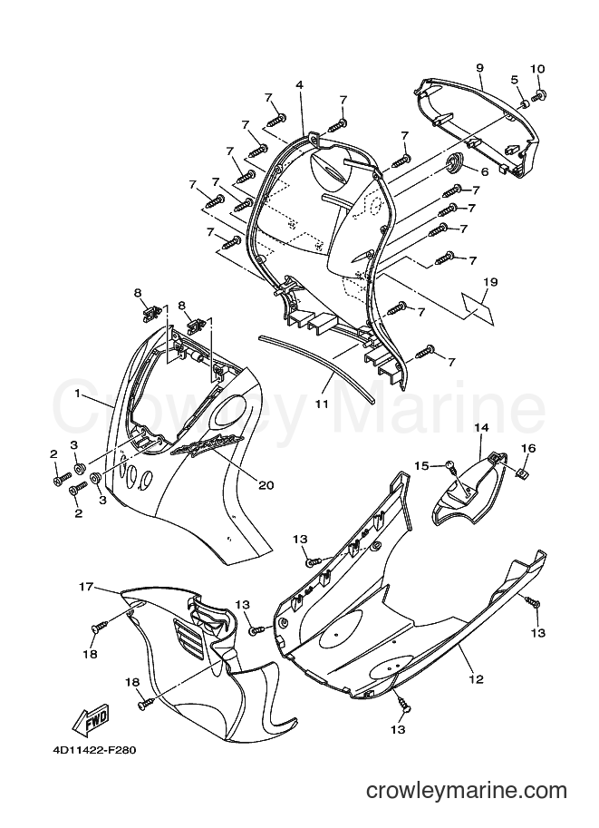 Yamaha Motors AF115C (4D11) [010] - LEG SHIELD