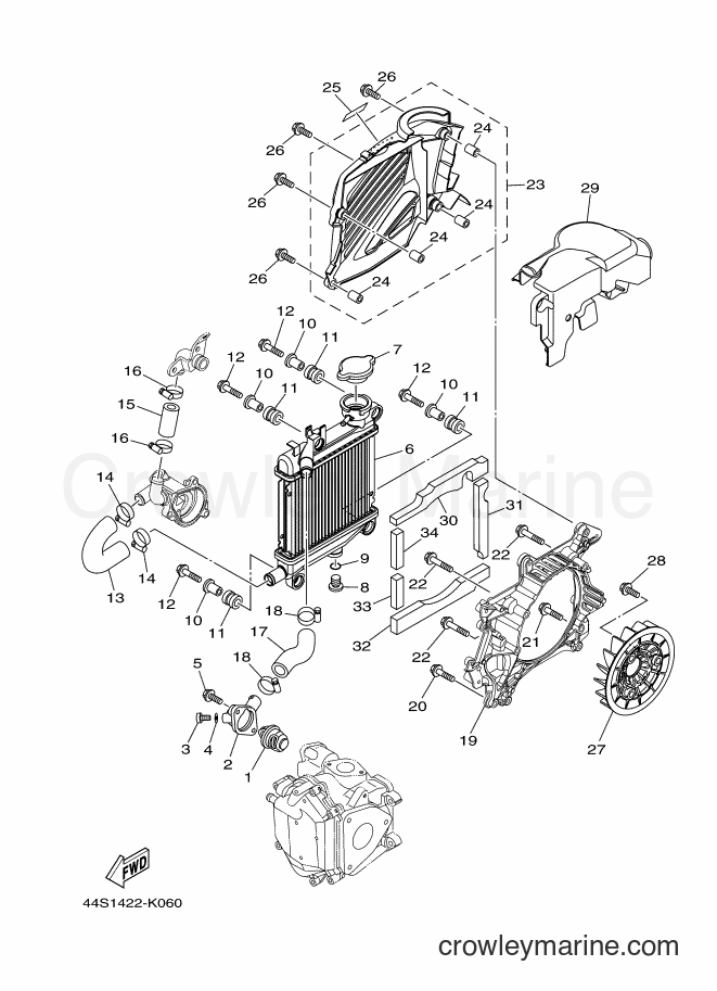 2012 Scooter AL125C - AL125C (44S2) [010] - RADIATOR & HOSE