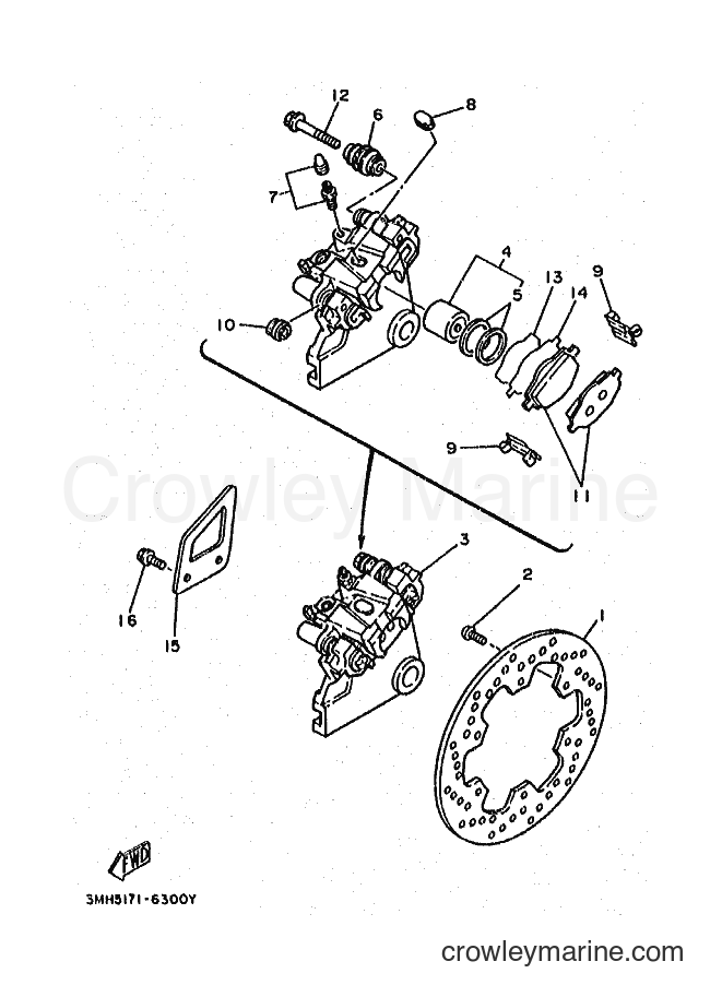Yamaha Motors DT200R (3MH5) [010] - REAR BRAKE CALIPER