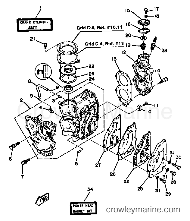 Yamaha Motors 25ELK - CRANKCASE CYLINDER