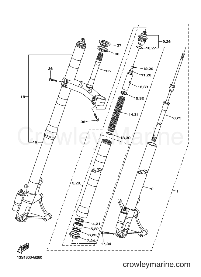 2008 Sport Bike YZF-R6 - YZF-R6 (13S8) [010] - FRONT FORK
