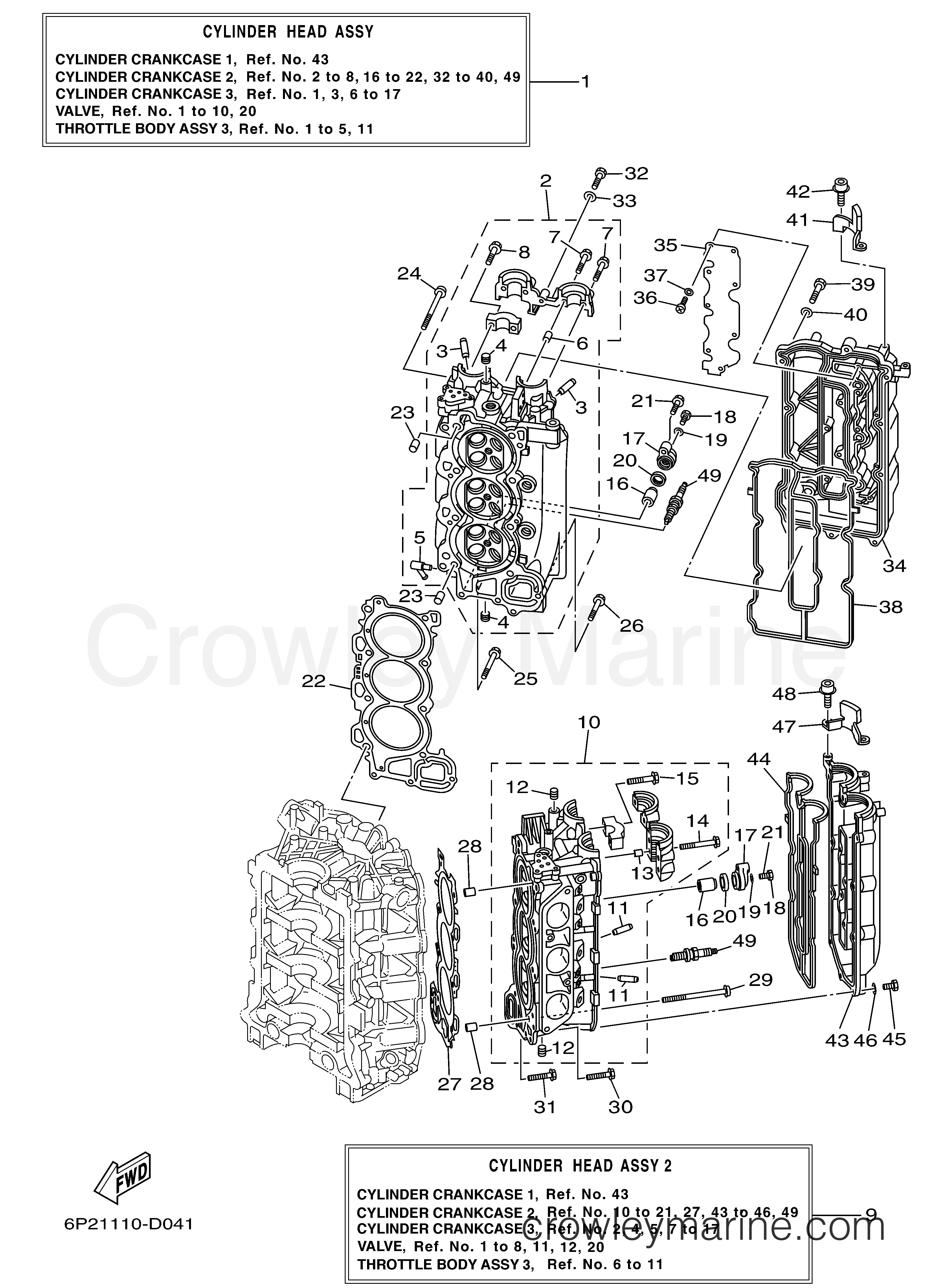 CYLINDER CRANKCASE 2 - 2005 Yamaha Outboard 250hp F250TXR | Crowley Marine