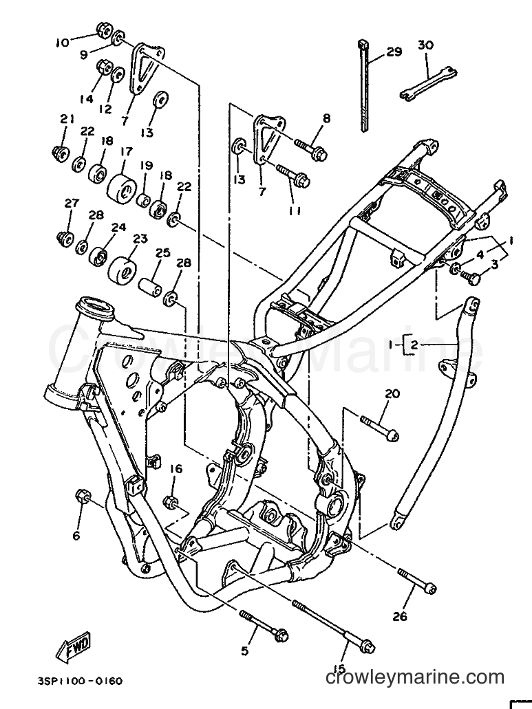1990 Dirt Bike YZ250 - YZ250 (3SP2) [030] - FRAME