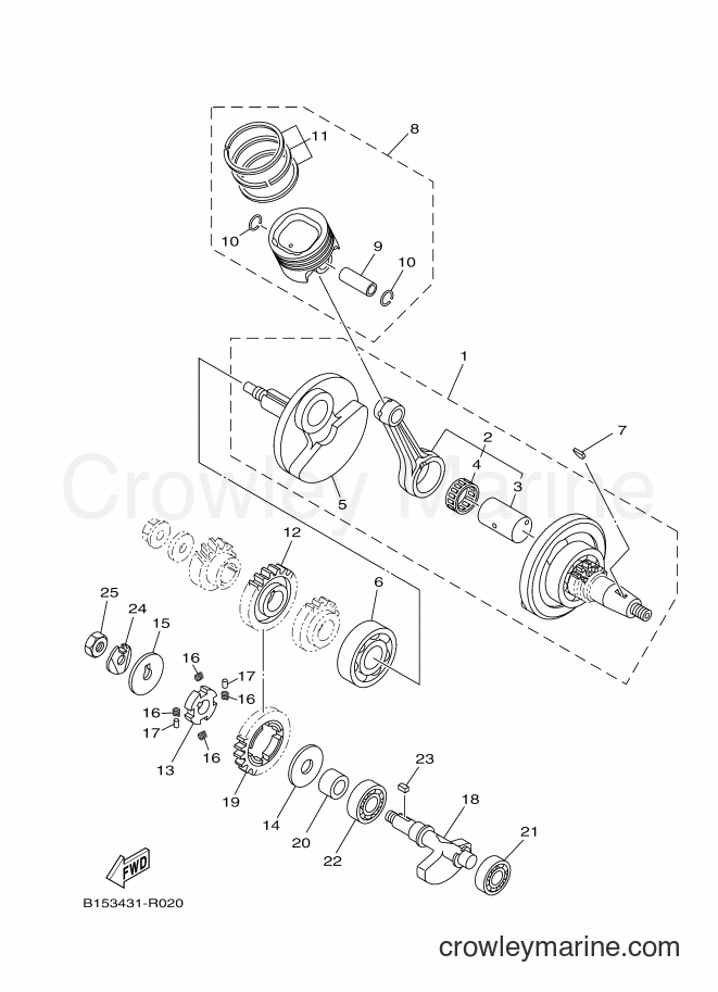 Yamaha Motors T150 (B152) [010] - CRANKSHAFT & PISTON