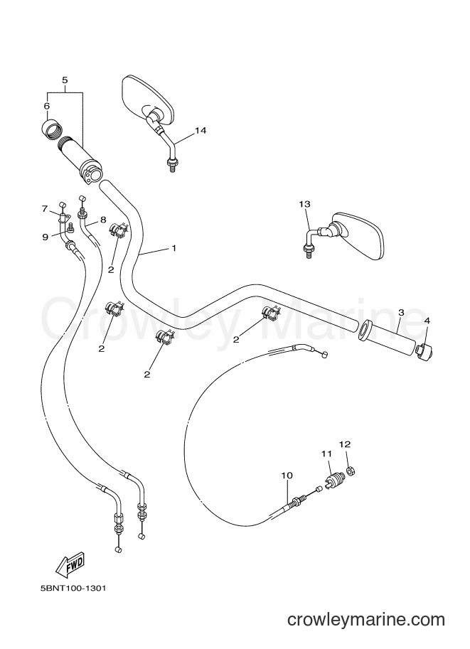 Yamaha Motors XVS650AT (1BG3) [010] - STEERING HANDLE & CABLE