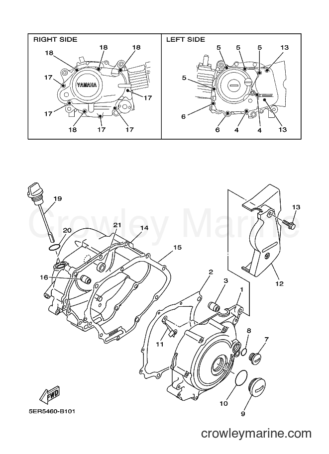 2004 Scooter T105E - T105E (5ER6) [010] - CRANKCASE COVER 1